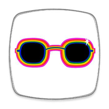 Regenbogen-Sonnenbrille - Viereckiger Kühlschrankmagnet - Weiß - Vorne