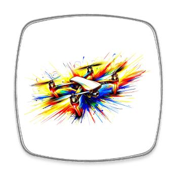 Multicopter, auch Drohne genannt - Farbsplash! - Viereckiger Kühlschrankmagnet - Weiß - Vorne