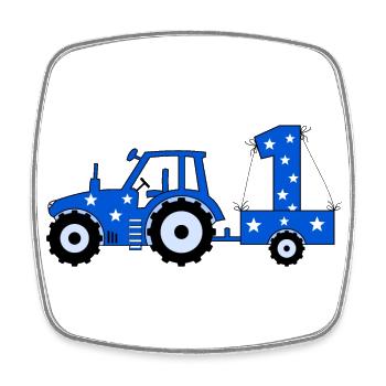 1st birthday tractor - Square fridge magnet - white - Front