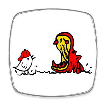 Hippopotamus and sparrow - Square fridge magnet - white - Front