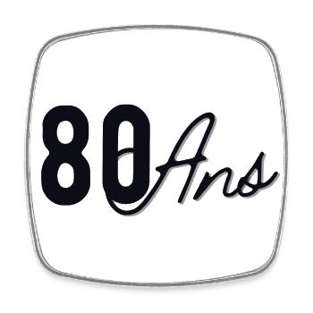 80 Ans - Magnet carré - blanc - Devant