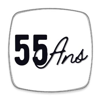 55 Ans - Magnet carré - blanc - Devant