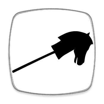 Stockpferd Reiten - Viereckiger Kühlschrankmagnet - Weiß - Vorne