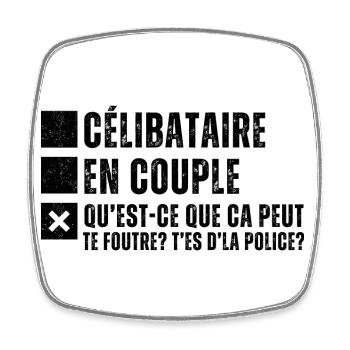 Célibataire en couple humour phrase drôle cadeau - Magnet carré - blanc - Devant