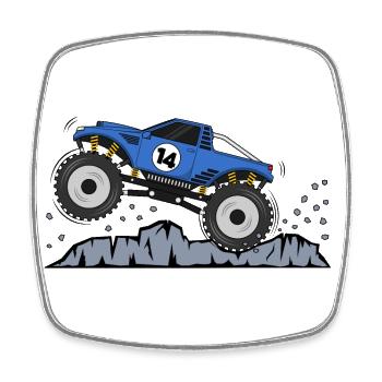 Monstertruck Geburtstag 14 blau - Viereckiger Kühlschrankmagnet - Weiß - Vorne