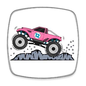 Monstertruck Geburtstag 12 Pink - Viereckiger Kühlschrankmagnet - Weiß - Vorne