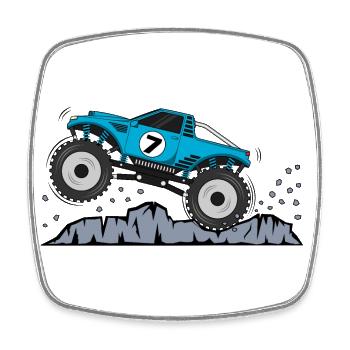 Monster Truck Birthday 7 Turquoise - Square fridge magnet - white - Front