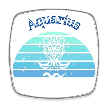 Retro-Logo astrologisches Zeichen "Wassermann" - Viereckiger Kühlschrankmagnet - Weiß - Vorne