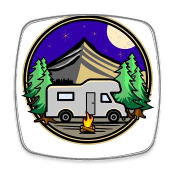 Camping de nuit conducteur de camping-car en alcôve - Magnet carré - blanc - Devant