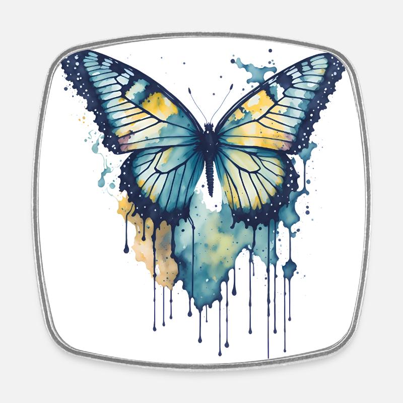 Watercolor Butterfly - Square fridge magnet - white