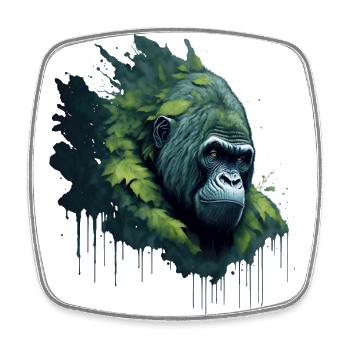 Aquarell Gorilla mit Blättern - Viereckiger Kühlschrankmagnet - Weiß - Vorne