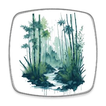 watercolor bamboo painting - Square fridge magnet - white - Front