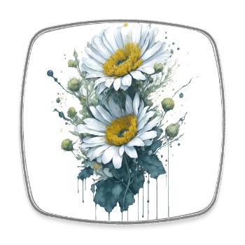 Aquarell Gänseblümchenblume - Viereckiger Kühlschrankmagnet - Weiß - Vorne