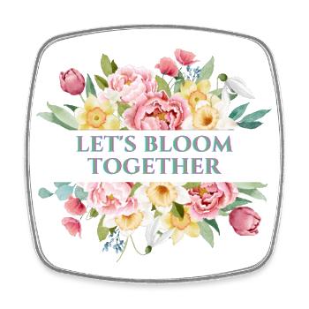 Let's blossom flowers together - Square fridge magnet - white - Front