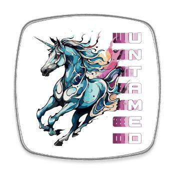 Ungezähmte Schönheit - Laufendes Einhorn - Viereckiger Kühlschrankmagnet - Weiß - Vorne