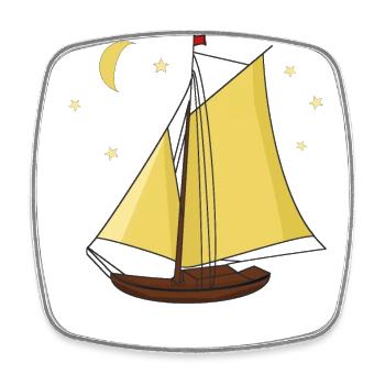 Segelboot Boot Schiff Seefahrt Sterne Mond Ahoi - Viereckiger Kühlschrankmagnet - Weiß - Vorne