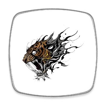 Heftiges Säbelzahntiger-Tattoo-Design - Viereckiger Kühlschrankmagnet - Weiß - Vorne