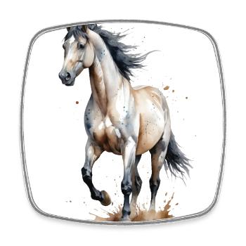 Aquarelle Cheval Capture Le Vent - Magnet carré - blanc - Devant