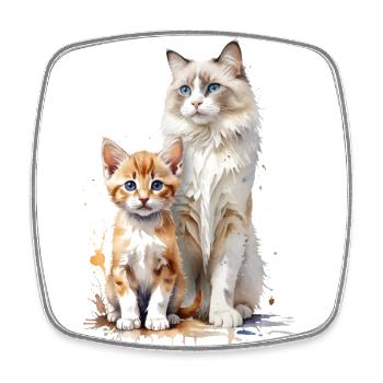 A charming watercolor painting featuring a Ragdoll - Square fridge magnet - white - Front