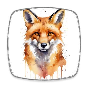 Verspieltes Fuchs Aquarell - Viereckiger Kühlschrankmagnet - Weiß - Vorne