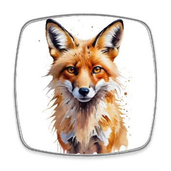 Playful Fox Watercolor - Square fridge magnet - white - Front