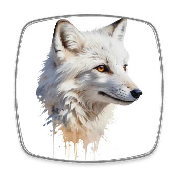 Snowbound Beauty - Arctic Fox Watercolor - Square fridge magnet - white - Front