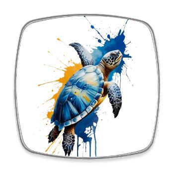 Watercolor Turtle - Peaceful Aquatic Creature - Square fridge magnet - white - Front