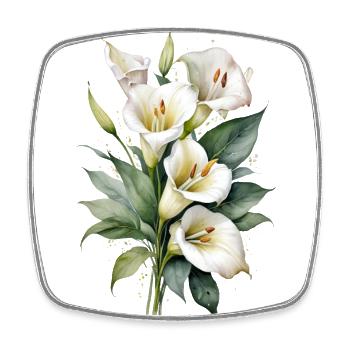 Calla Lily Watercolor Art | Elegant Floral - Square fridge magnet - white - Front