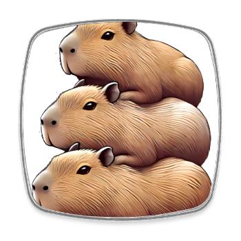 Illustration de la famille Capybara empilée - Magnet carré - blanc - Devant