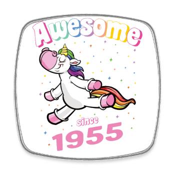 1955 Anniversaire Licorne Génial depuis - Magnet carré - blanc - Devant