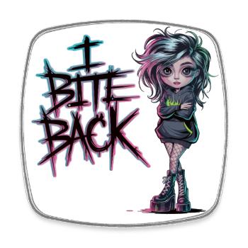 Rebellisches Gothic Girl – I Bite Back - Viereckiger Kühlschrankmagnet - Weiß - Vorne