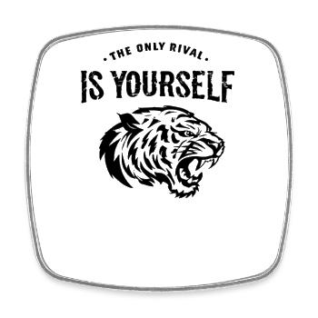 Der einzige Rivale: Motivational Tiger Design - Viereckiger Kühlschrankmagnet - Weiß - Vorne