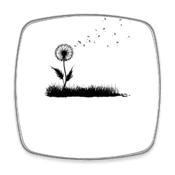 Pissenlit et prairie d’herbe - Magnet carré - blanc - Devant