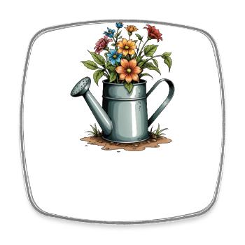 Watering Can Bloom - Square fridge magnet - white - Front