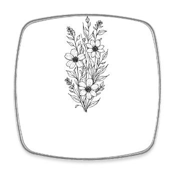 Floral Line Art Blumenstrauß - Viereckiger Kühlschrankmagnet - Weiß - Vorne
