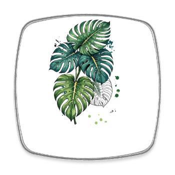 Monstera Bloom mit Splatter - Viereckiger Kühlschrankmagnet - Weiß - Vorne