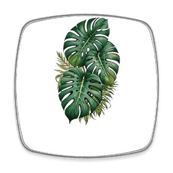 Lush Monstera Trio - Square fridge magnet - white - Front