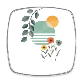 Botanische Sonne Blumige Gelassenheit - Viereckiger Kühlschrankmagnet - Weiß - Vorne