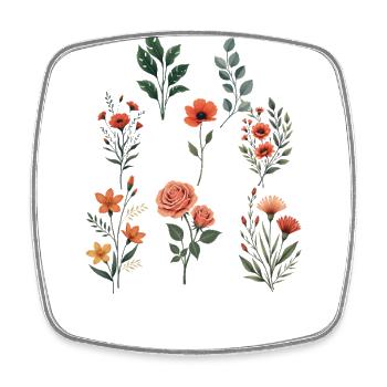 Verschiedene florale botanische Sets - Viereckiger Kühlschrankmagnet - Weiß - Vorne