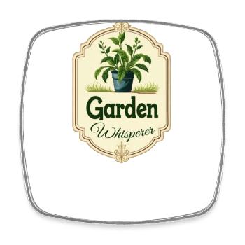 Garden Whisperer Potted Plant - Square fridge magnet - white - Front