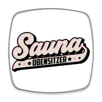 Farben änderbar | Sauna Obensitzer Saunameister - Viereckiger Kühlschrankmagnet - Weiß - Vorne