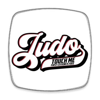 Farben änderbar | Judo Schriftzug - Viereckiger Kühlschrankmagnet - Weiß - Vorne