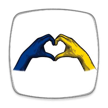 Heart Hands Ukrainian Flag Support Ukraine - Square fridge magnet - white - Front