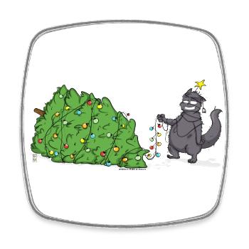 Norby et le sapin de noël (sans texte) - Magnet carré - blanc - Devant