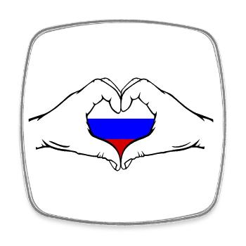 Russia Flag Hands Heart Shape - Square fridge magnet - white - Front