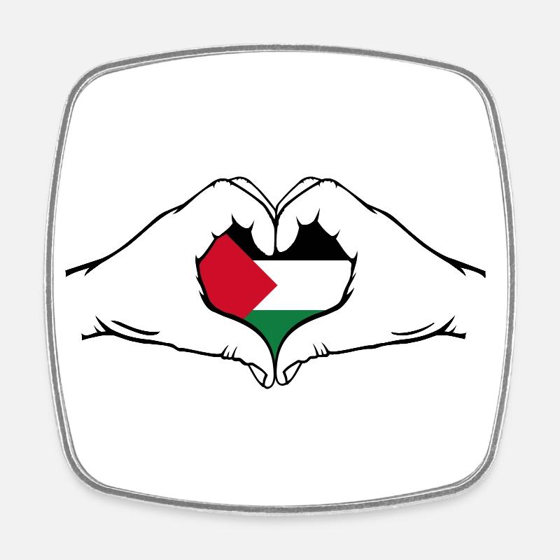 Drapeau de la Palestine Aiguilles Forme De Coeur - Magnet carré - blanc