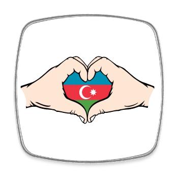 Azerbaïdjan en forme de coeur avec les mains - Magnet carré - blanc - Devant