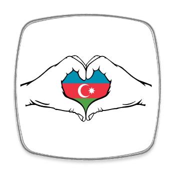 Azerbaïdjan en forme de coeur avec les mains - Magnet carré - blanc - Devant