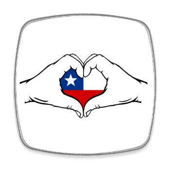 Chile Herzform mit Hände - Viereckiger Kühlschrankmagnet - Weiß - Vorne
