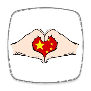 China Herzform mit Hände - Viereckiger Kühlschrankmagnet - Weiß - Vorne